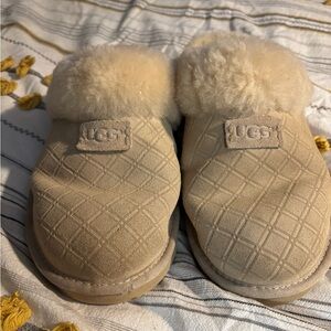 UGG Cream Quilted Slippers